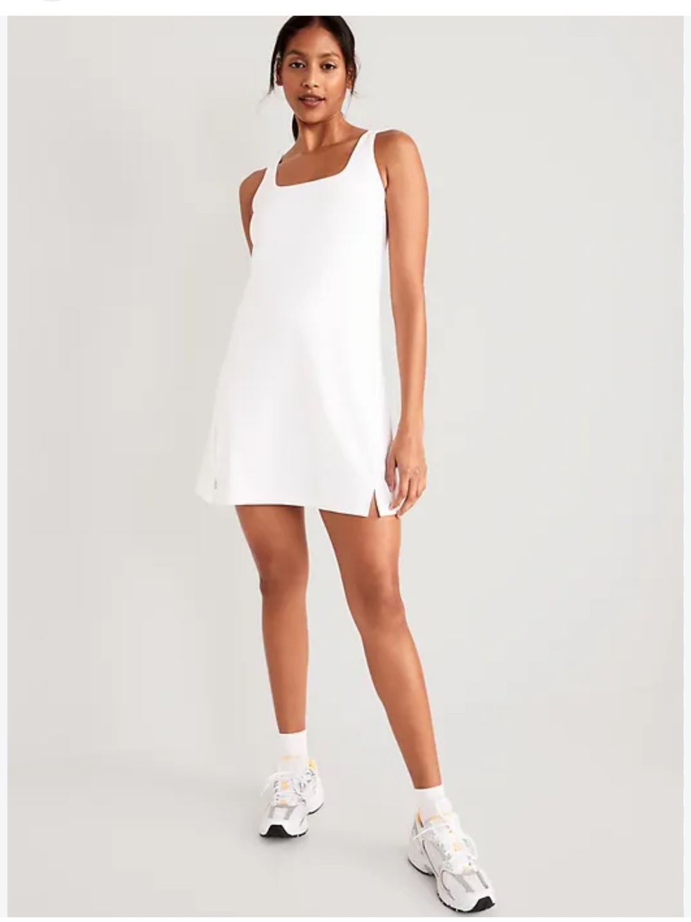 Old Navy Active Powersoft Square Neck Athletic Dress Size Medium White